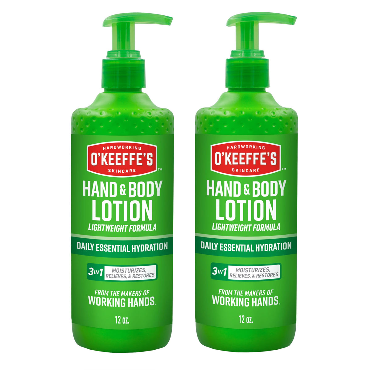 O'Keeffe's Loción para manos y cuerpo con dosificador, hidratación suave.