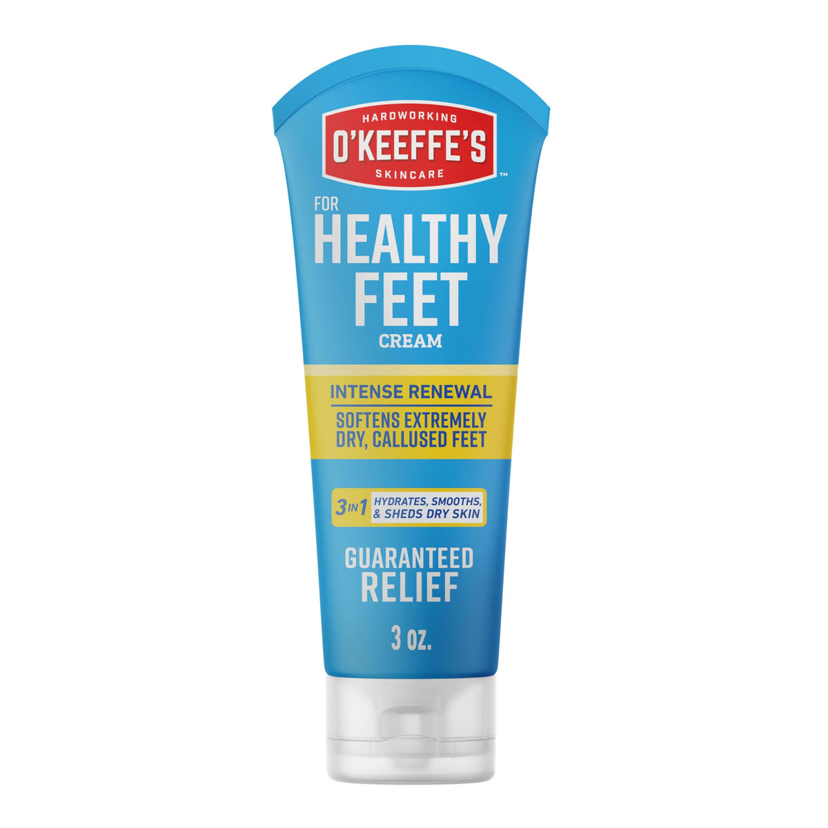 La crema O'Keeffe's para pies en tubo de 3 oz ofrece hidratación rápida.