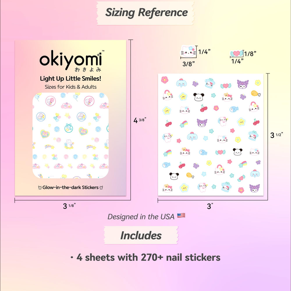 okiYomi pegatinas uñas 3D Brillo en oscuridad, luz suave nocturna