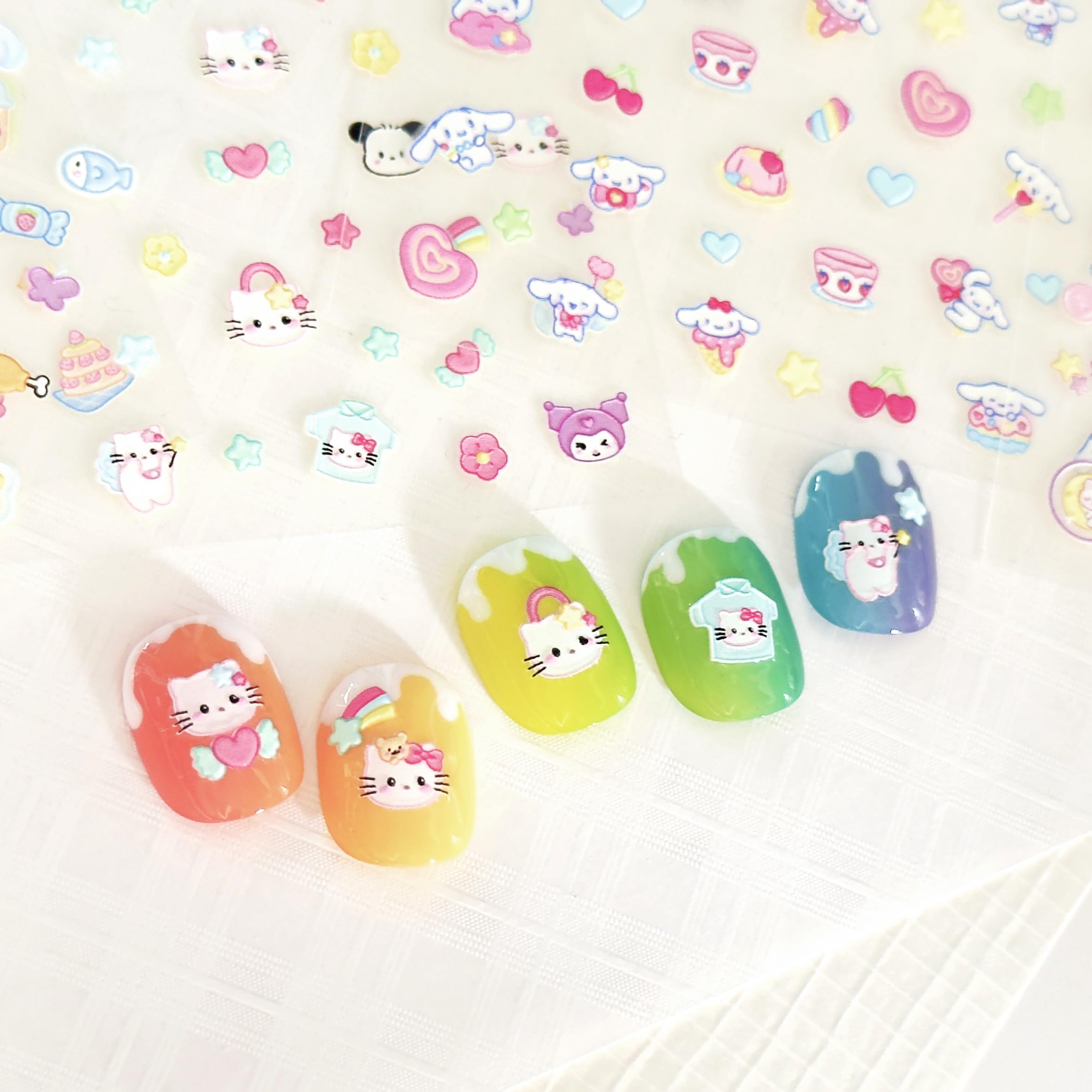 okiYomi pegatinas uñas 3D Oso rosa abrazable, tacto suave