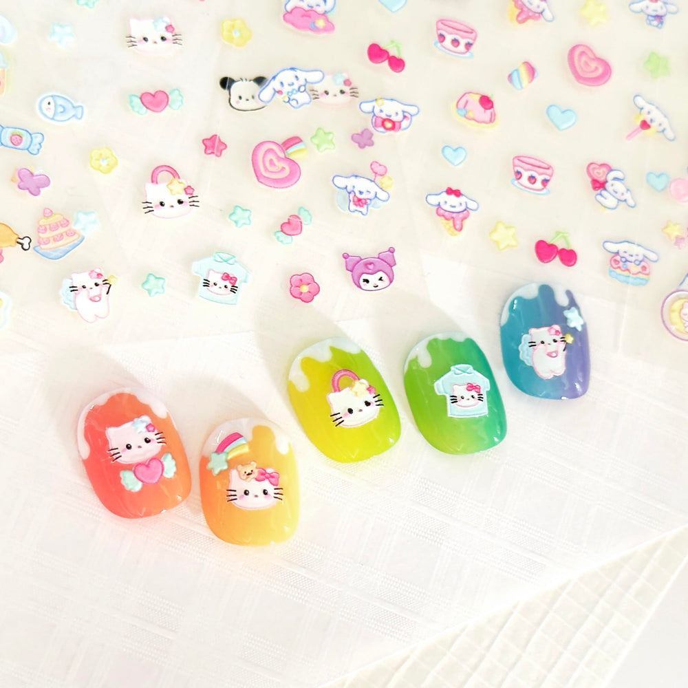 okiYomi pegatinas uñas 3D Oso rosa abrazable, tacto suave