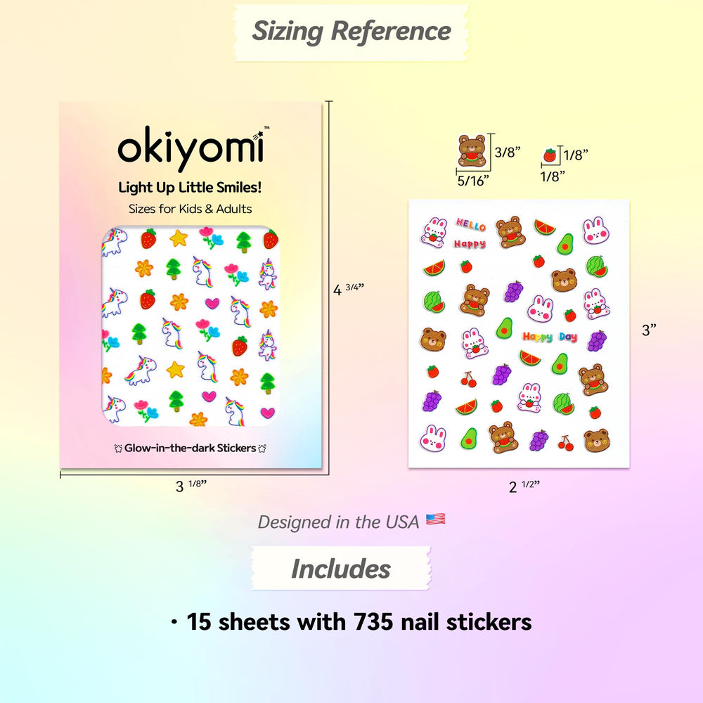 Pegatinas okiyomi con unicornio para uñas, perfecto para fantasía diaria.