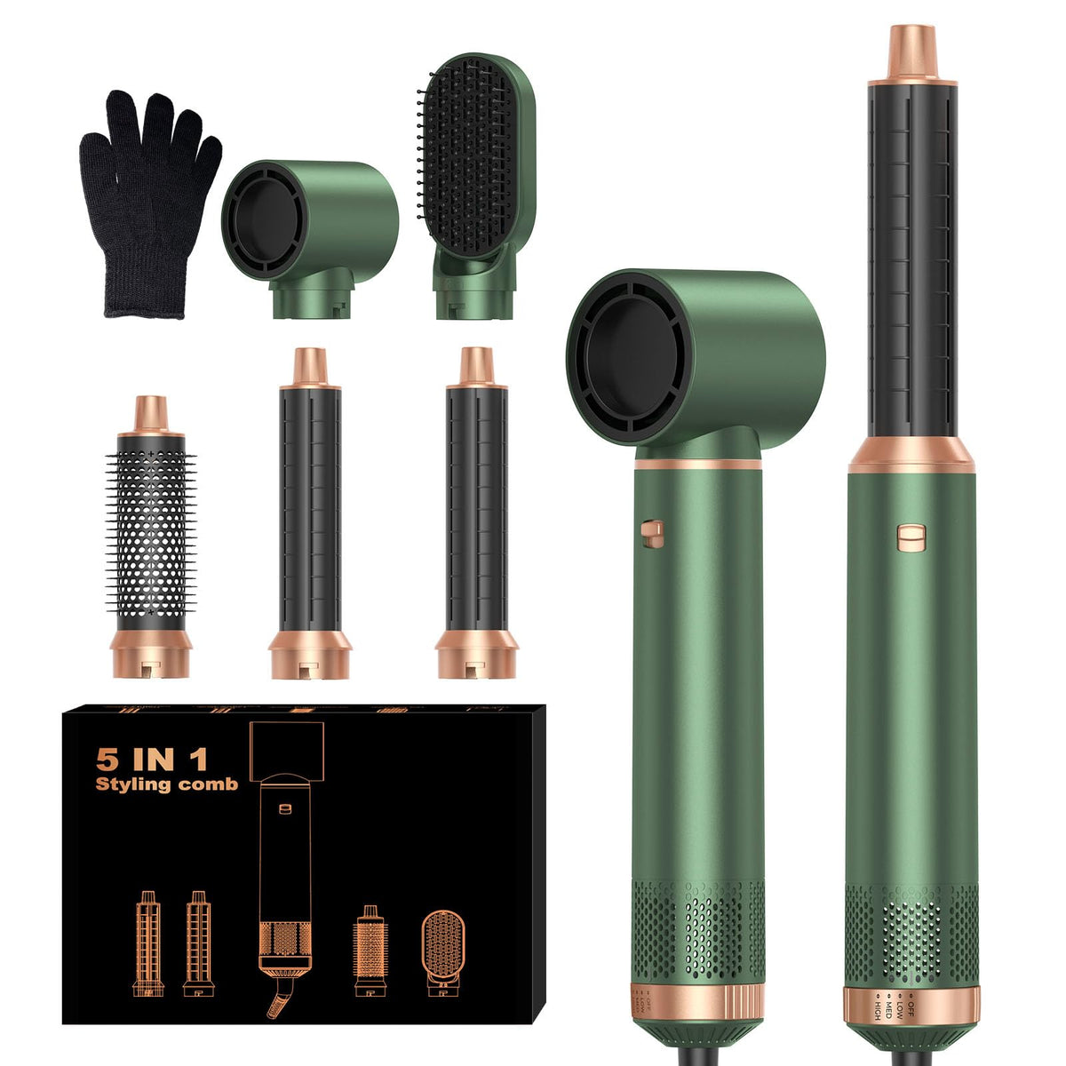 OKWRAP secador cepillo 5en1 para secado y peinado rápido con control del frizz.
