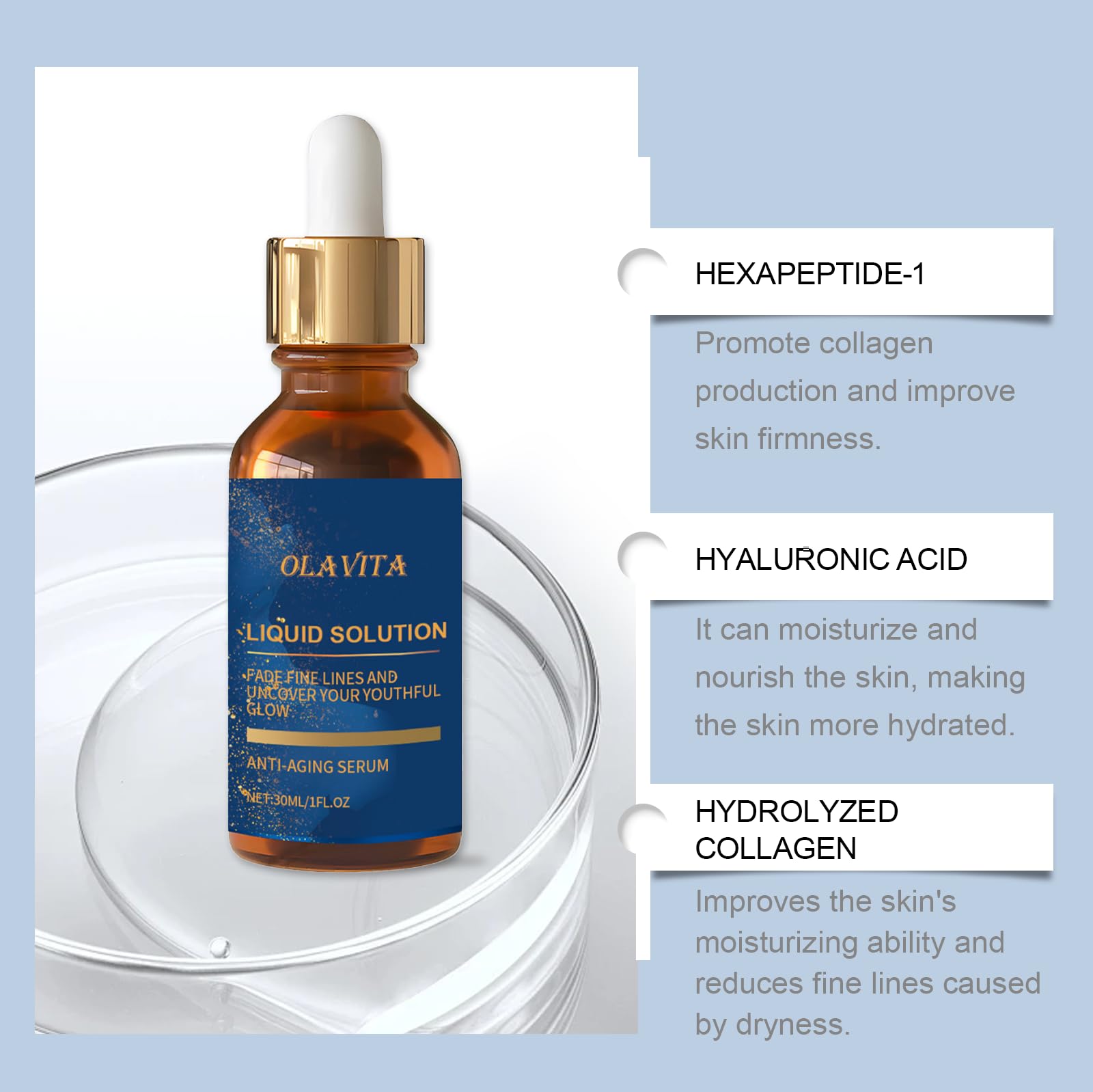 OLAVITA serum aplicación en la mano para masaje suave.