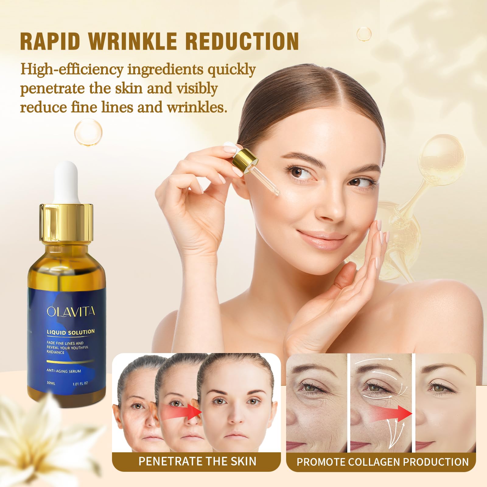 OLAVITA Serum facial frasco de vidrio compacto, ideal para viaje