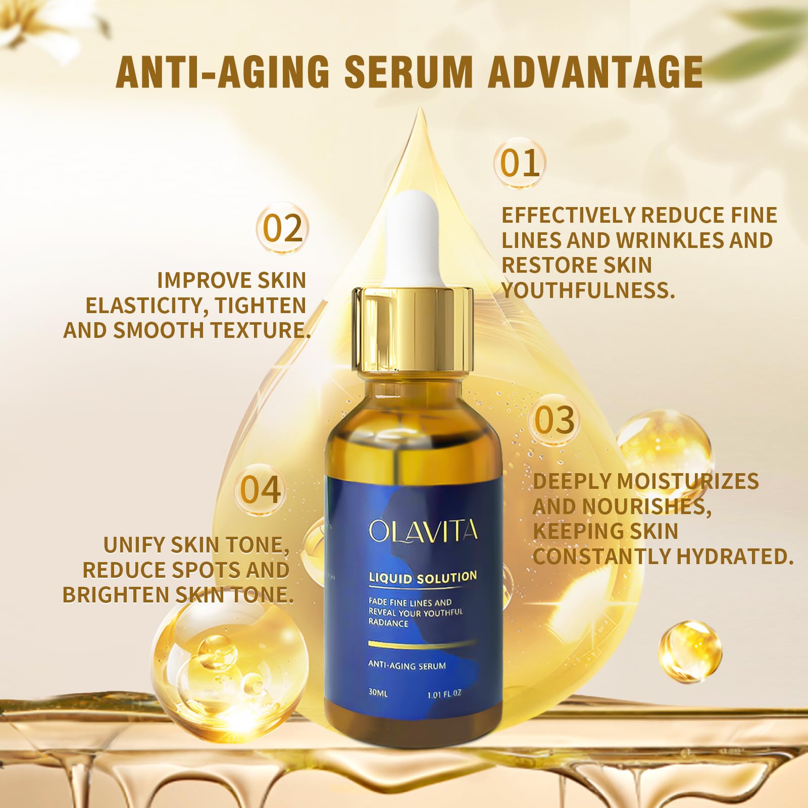 OLAVITA Serum facial para piel de todo tipo, uso diario seguro