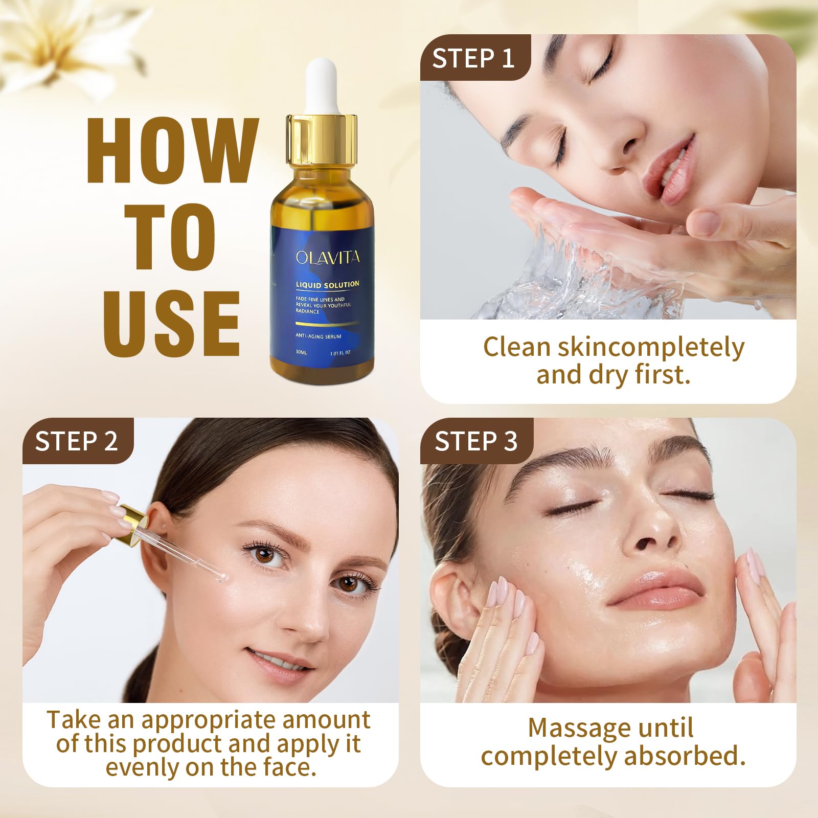 OLAVITA Serum facial rutina diaria para cuidado antienvejecimiento suave