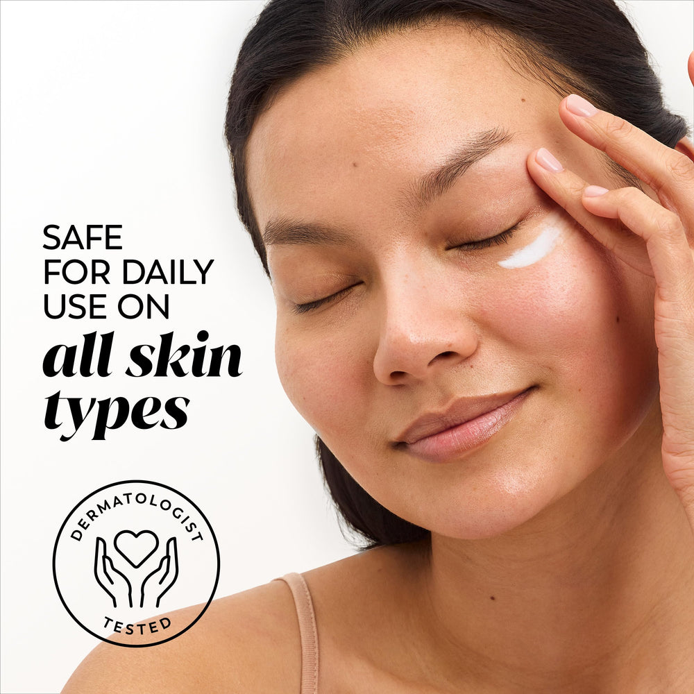 Aplicación diurna y nocturna de Olay Firming Eye Cream sin fragancia para hidratación continua