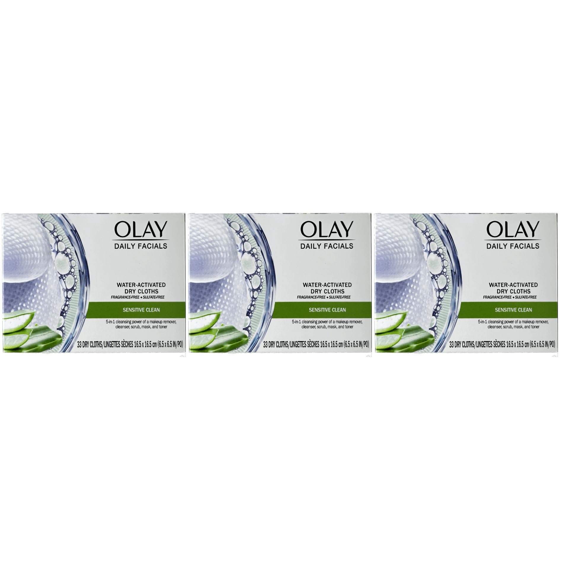 OLAY Daily Gentle Clean, paquete de tres unidades, opción conveniente para viaje.