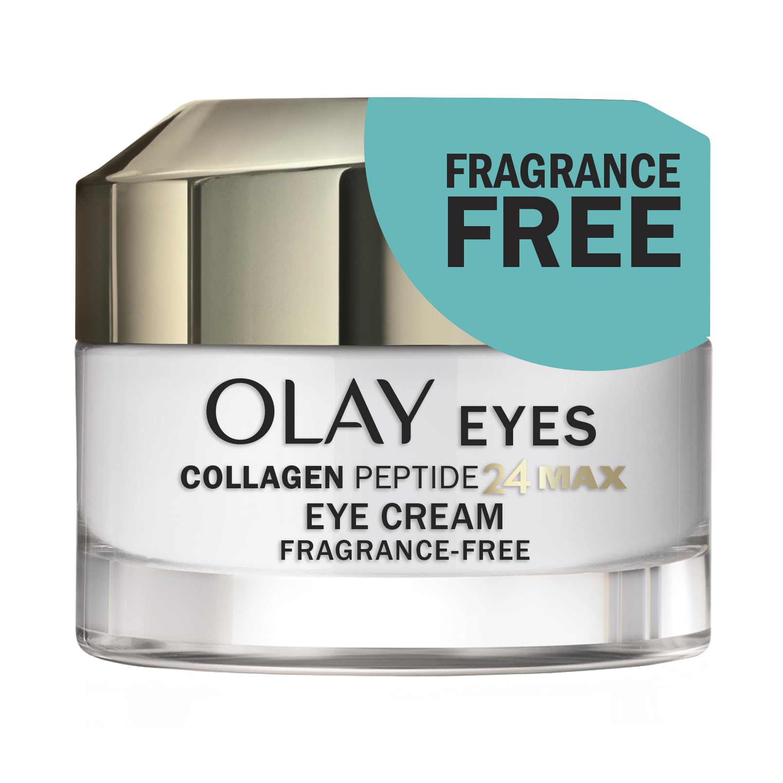 Olay Eyes Peptide 24 MAX — crème contour yeux sans parfum, texture légère.