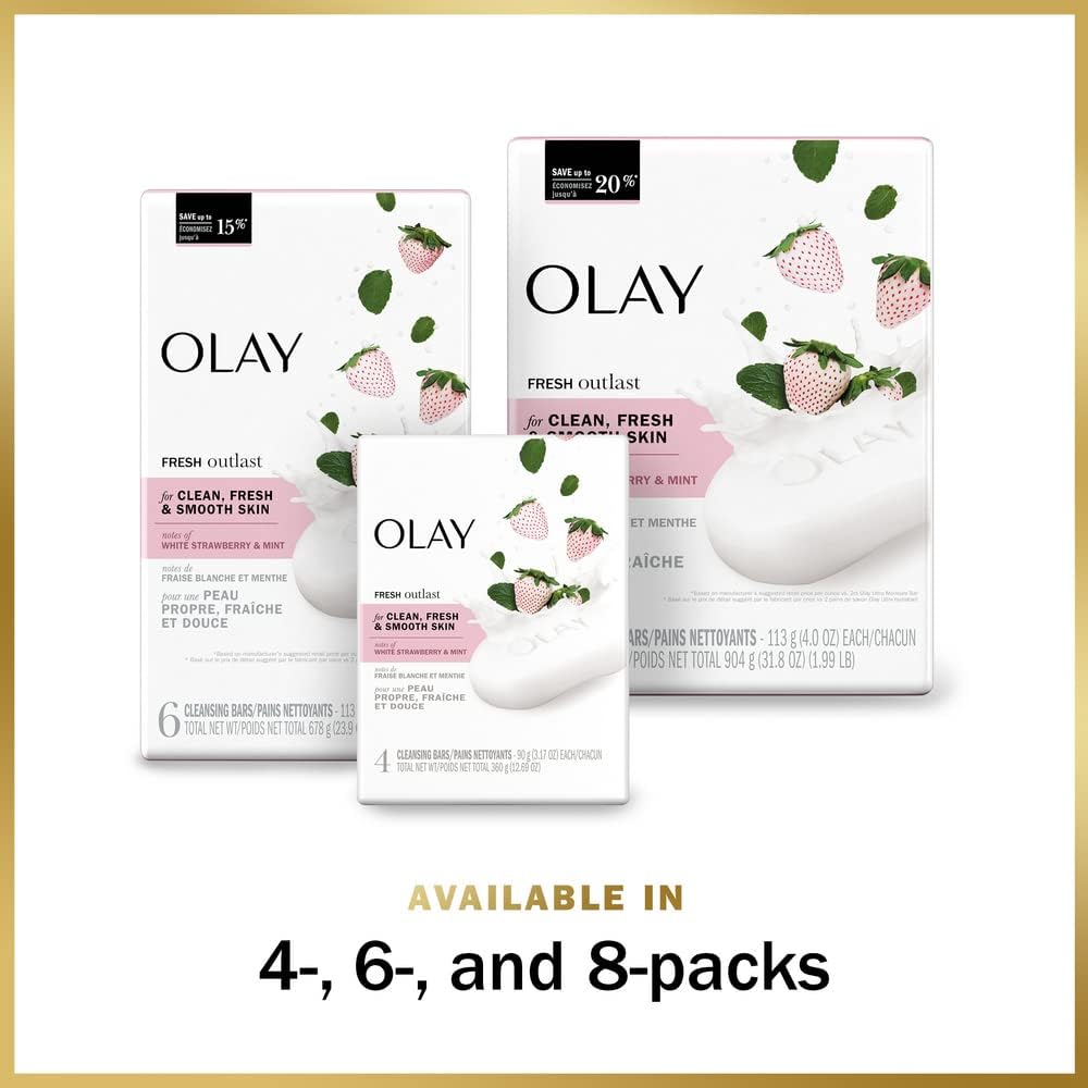 Olay Fresh Outlast fragancia fresa blanca refuerza una experiencia sensorial de limpieza.