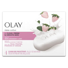 Olay Fresh Outlast barra fresa blanca y menta, sensación duradera de frescura para la piel.