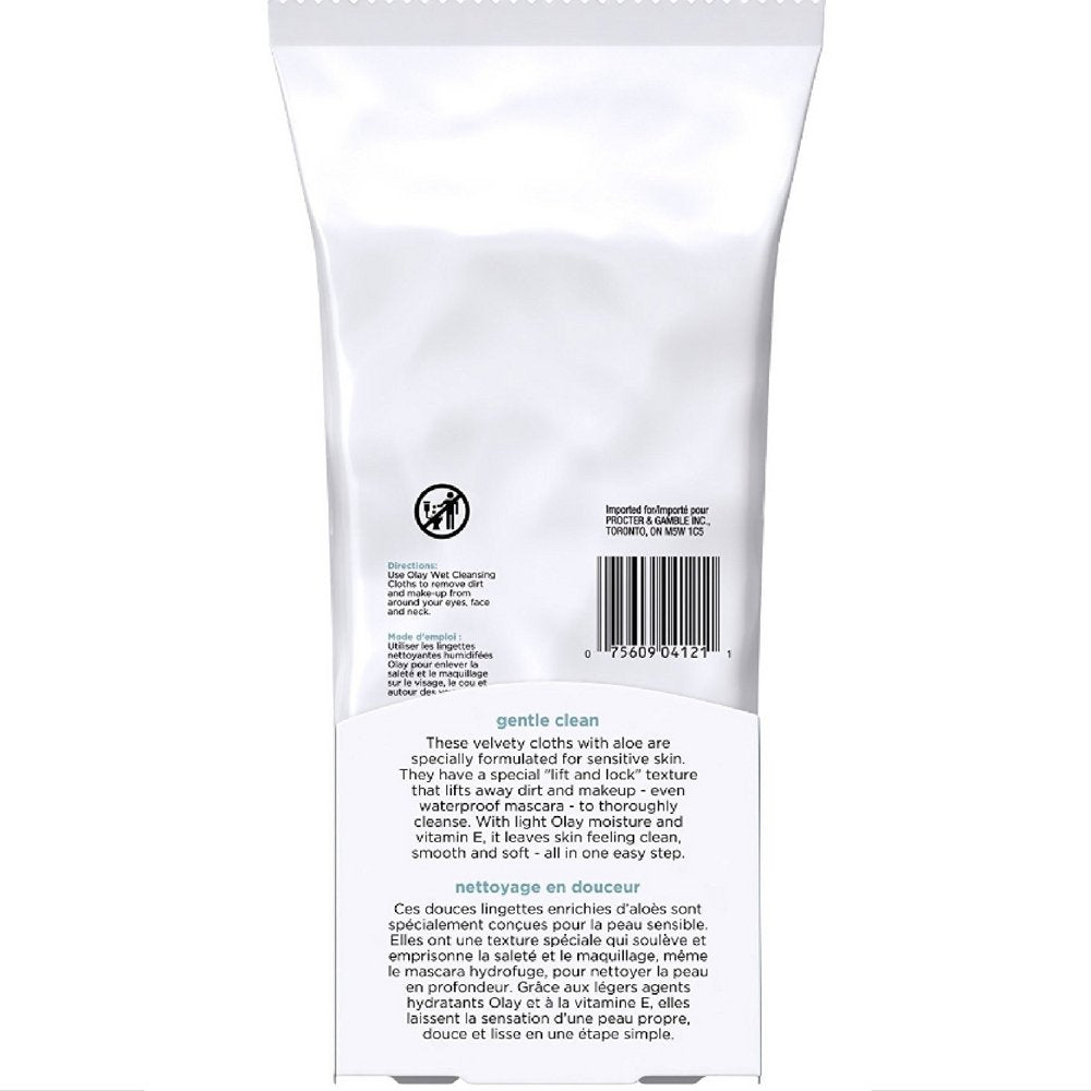 Lingettes OLAY d'usage quotidien, format pratique pour les retouches en déplacement.