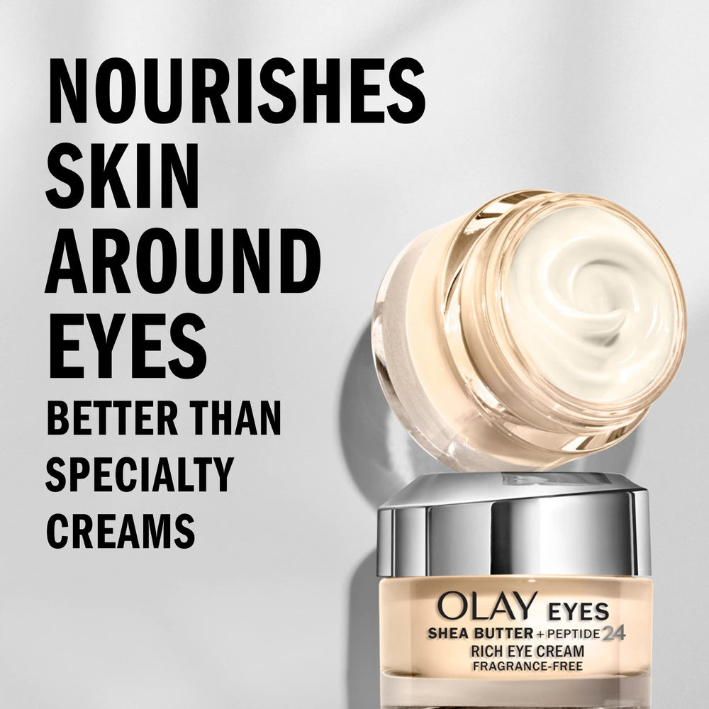 Envase compacto de crema de ojos Olay para uso diario.