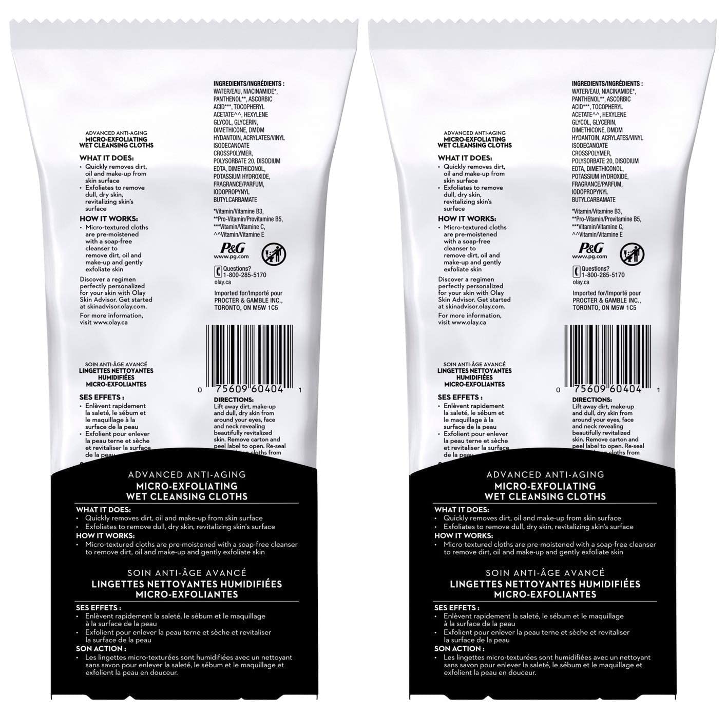OLAY Regenerist toallitas exfoliantes ofrecen desmaquillado y limpieza en un solo paso.