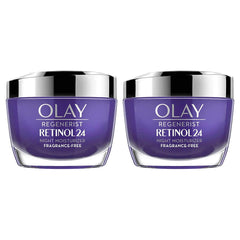 Olay Regenerist Retinol 24 crema nocturna con frasco, hidrata 24 horas para una piel suave y radiante.
