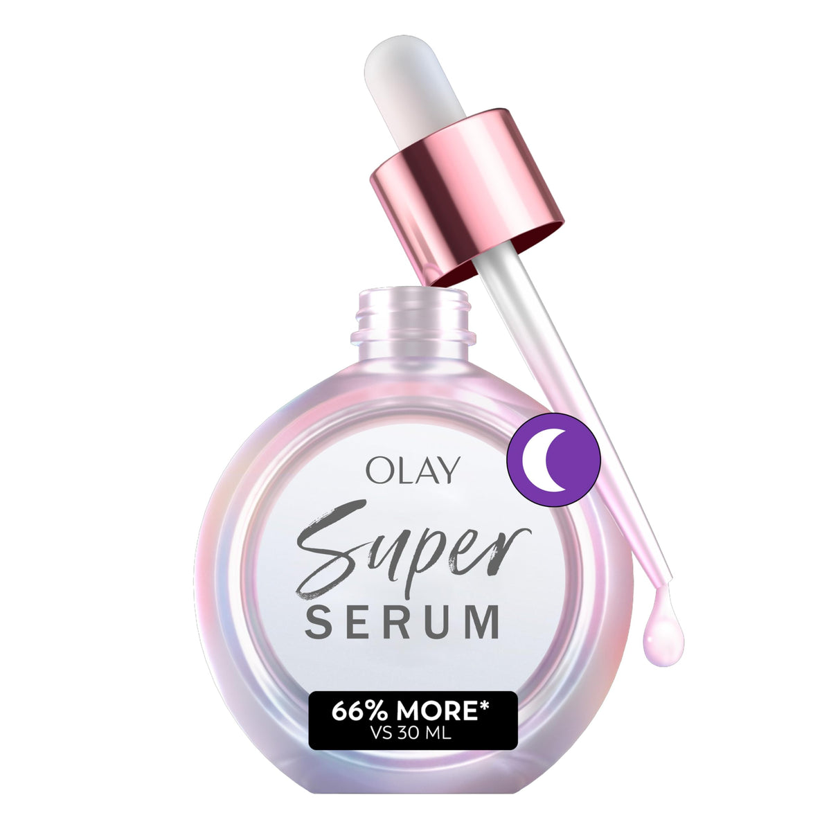 Olay Nocturno Serum Botella sin fragancia para hidratación durante la noche.