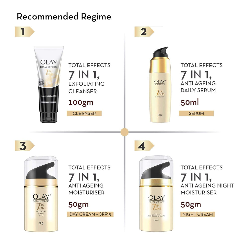 Olay Total Effects crema de día aporta cuidado diario para piel joven y saludable.