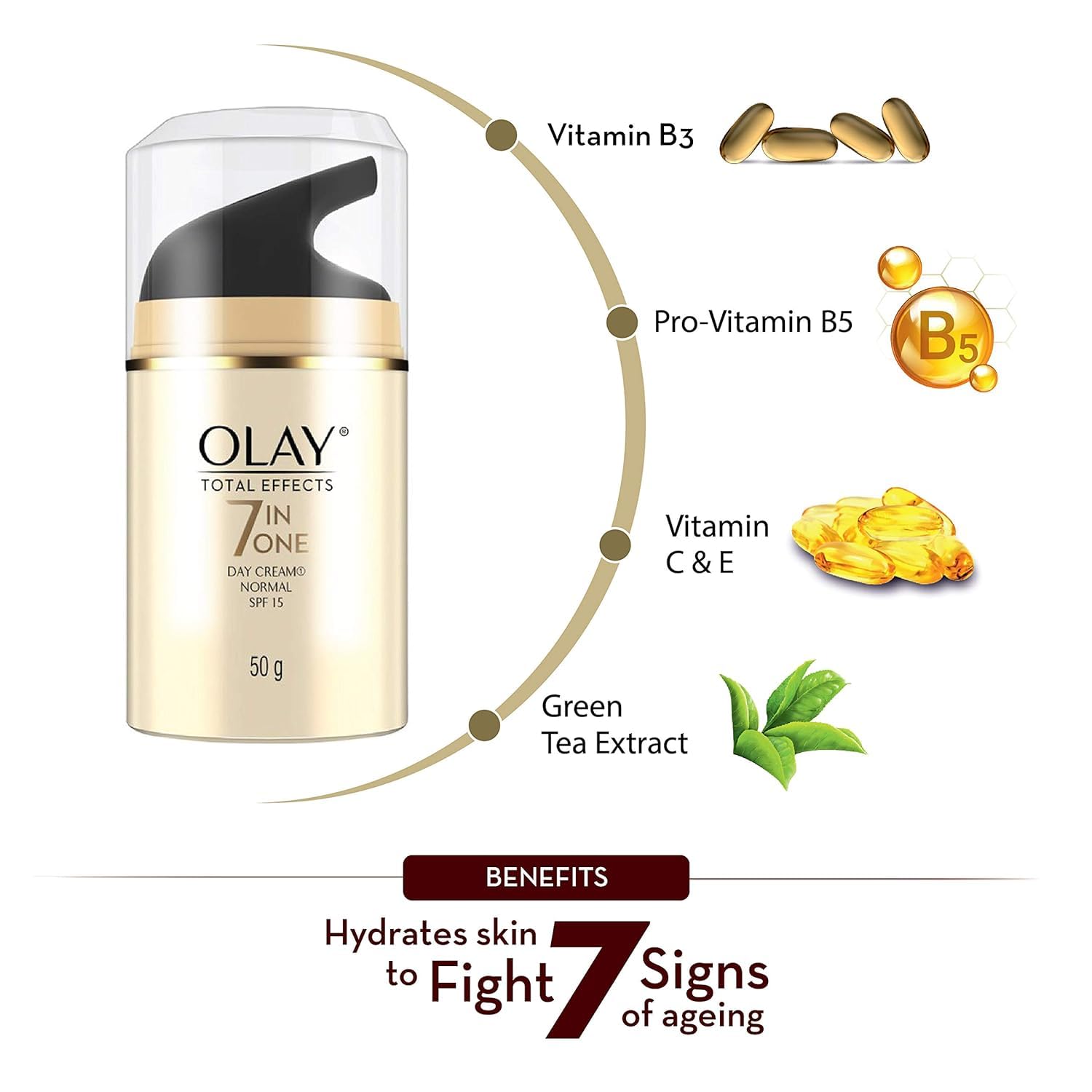 Olay Total Effects con VitaNiacin Complex y acondicionadores para un cuidado de piel nutritivo.