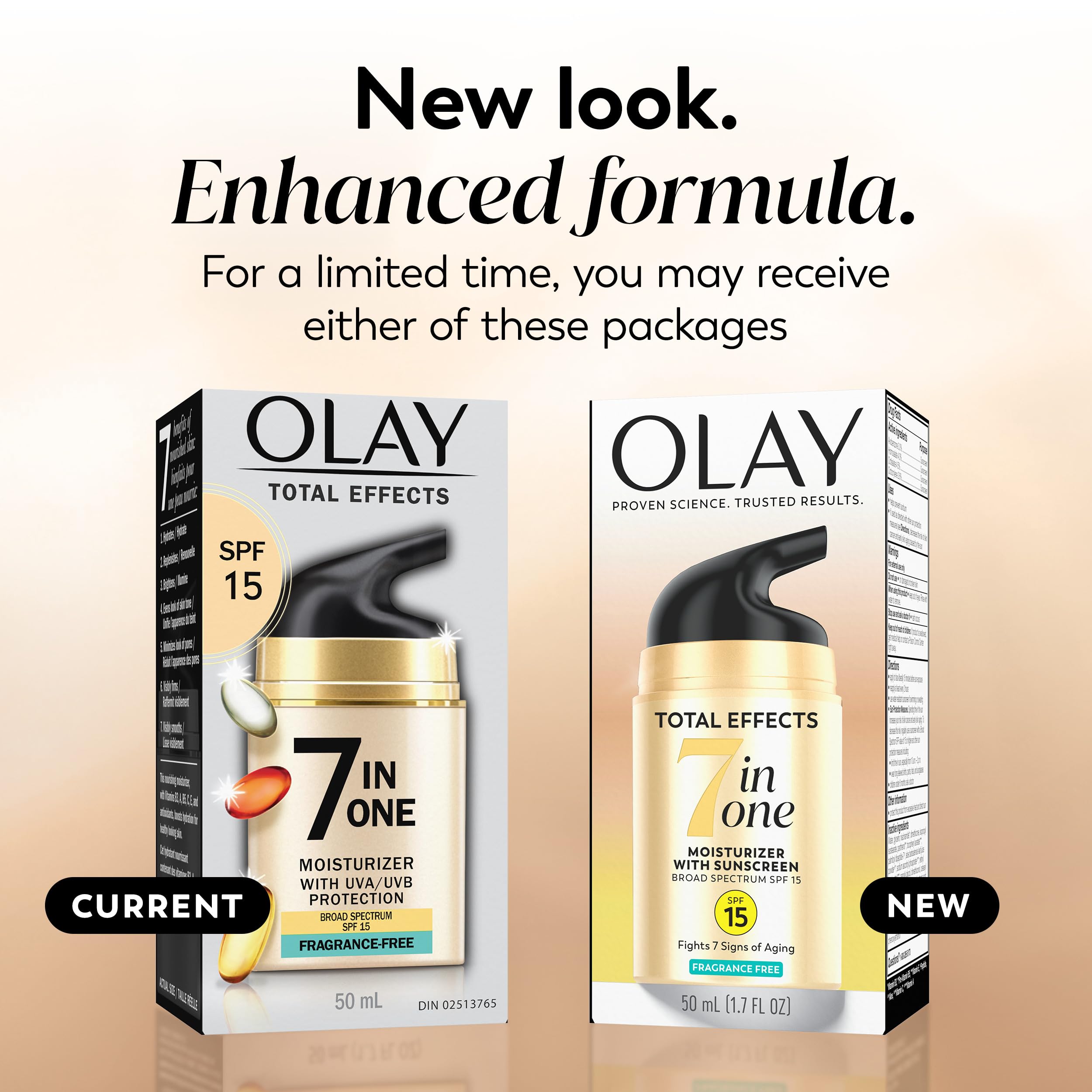 Olay Total Effects crema sin perfume con SPF 15 para piel sensible y calmada.