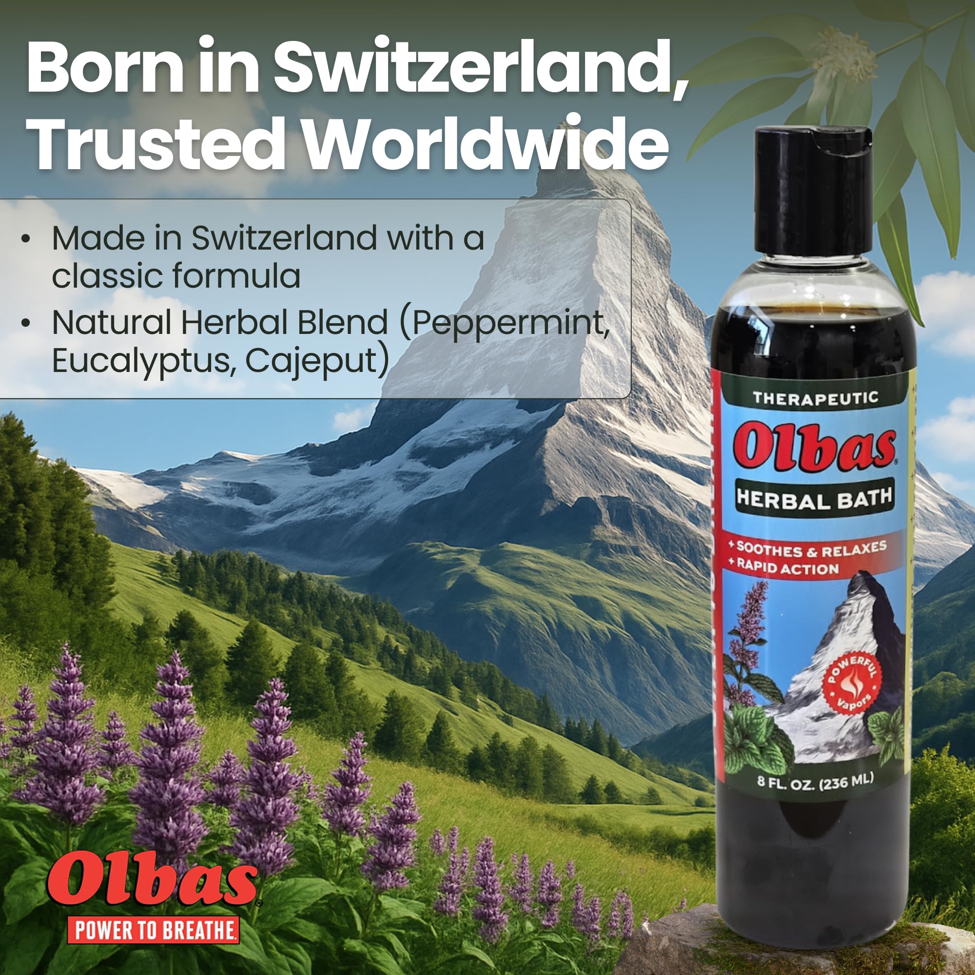 Olbas aroma-refrescante: fragancia vigorizante que anima la rutina.