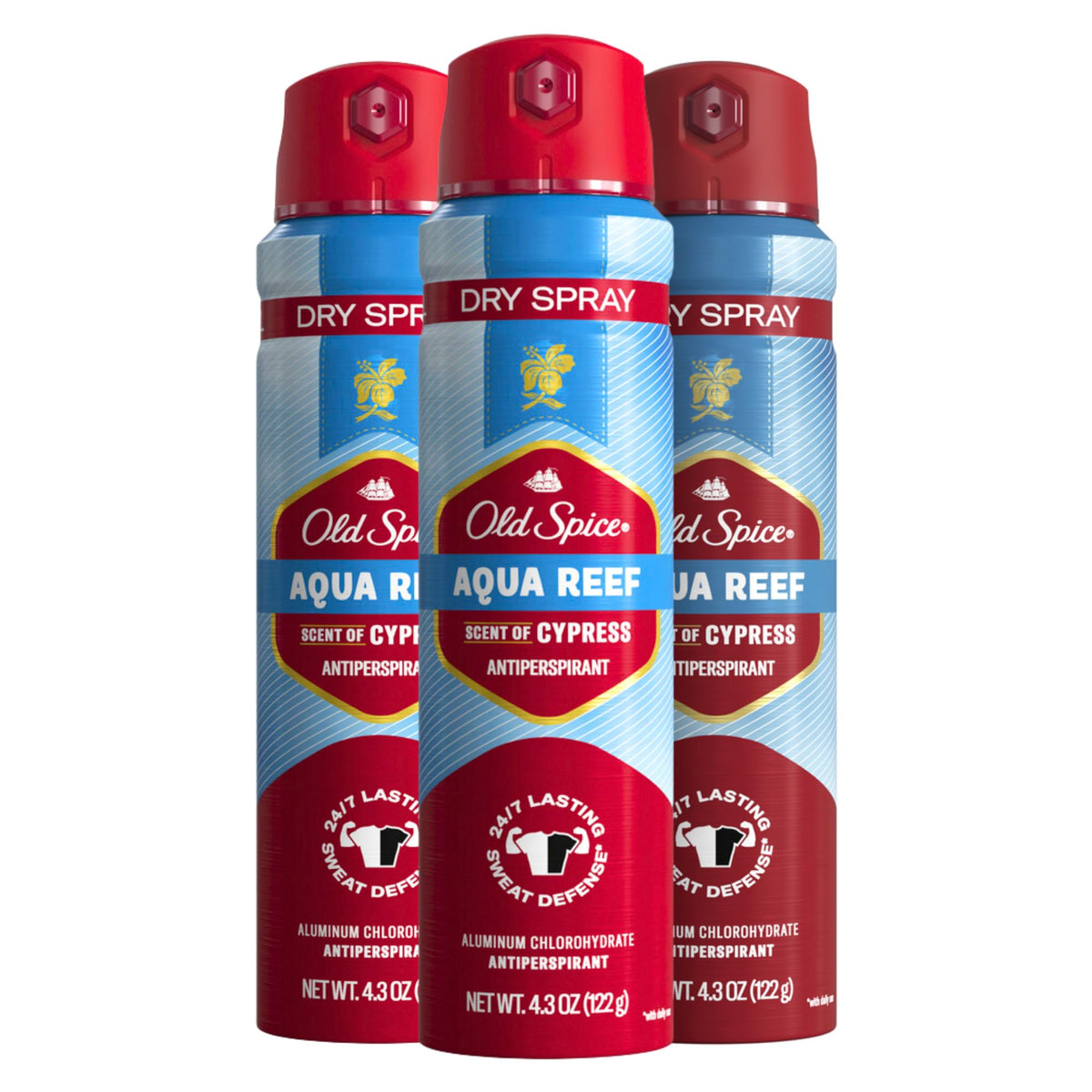 Desodorante Old Spice Aqua Reef en frasco, protección diaria discreta.
