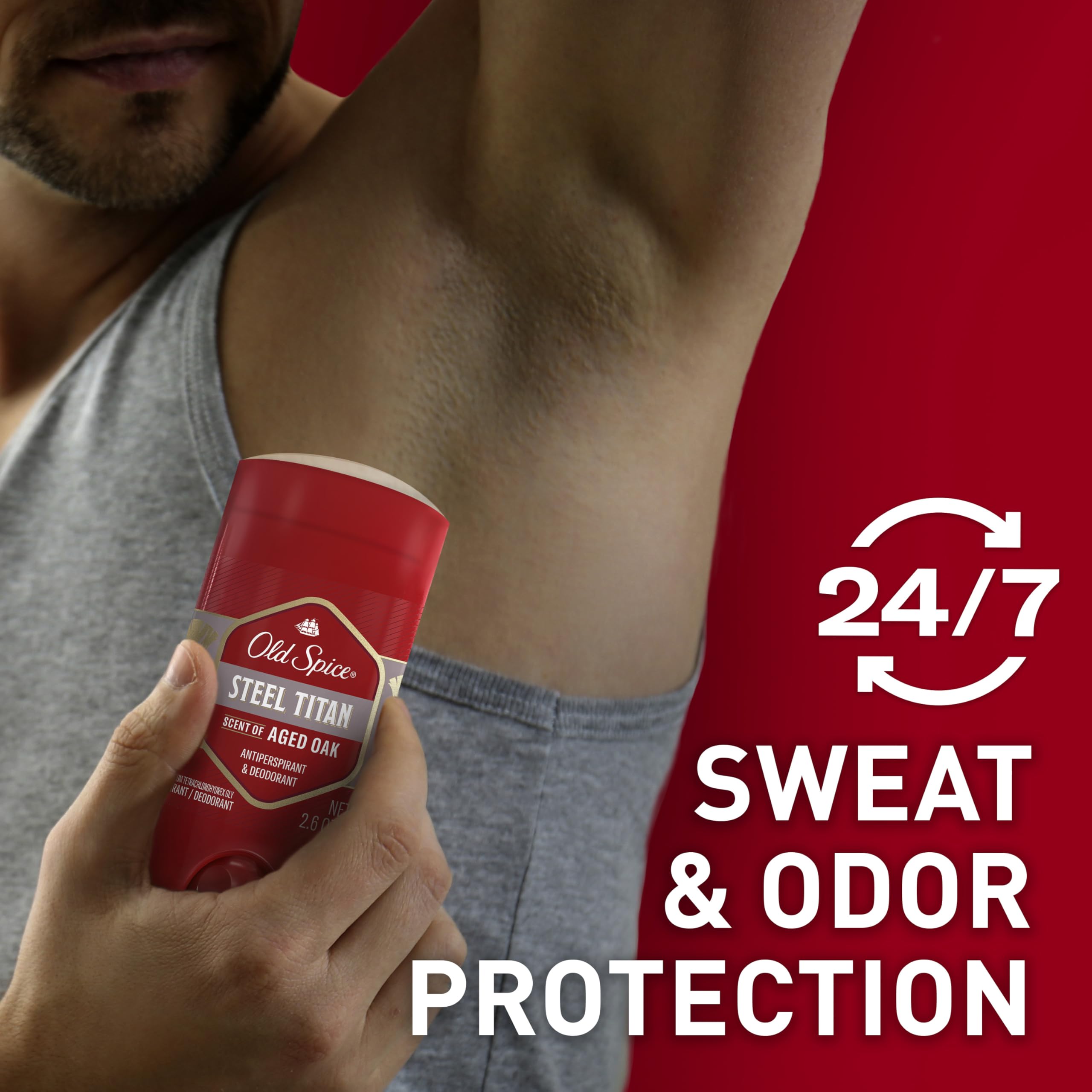 Aroma de roble envejecido de Old Spice para una presencia duradera.