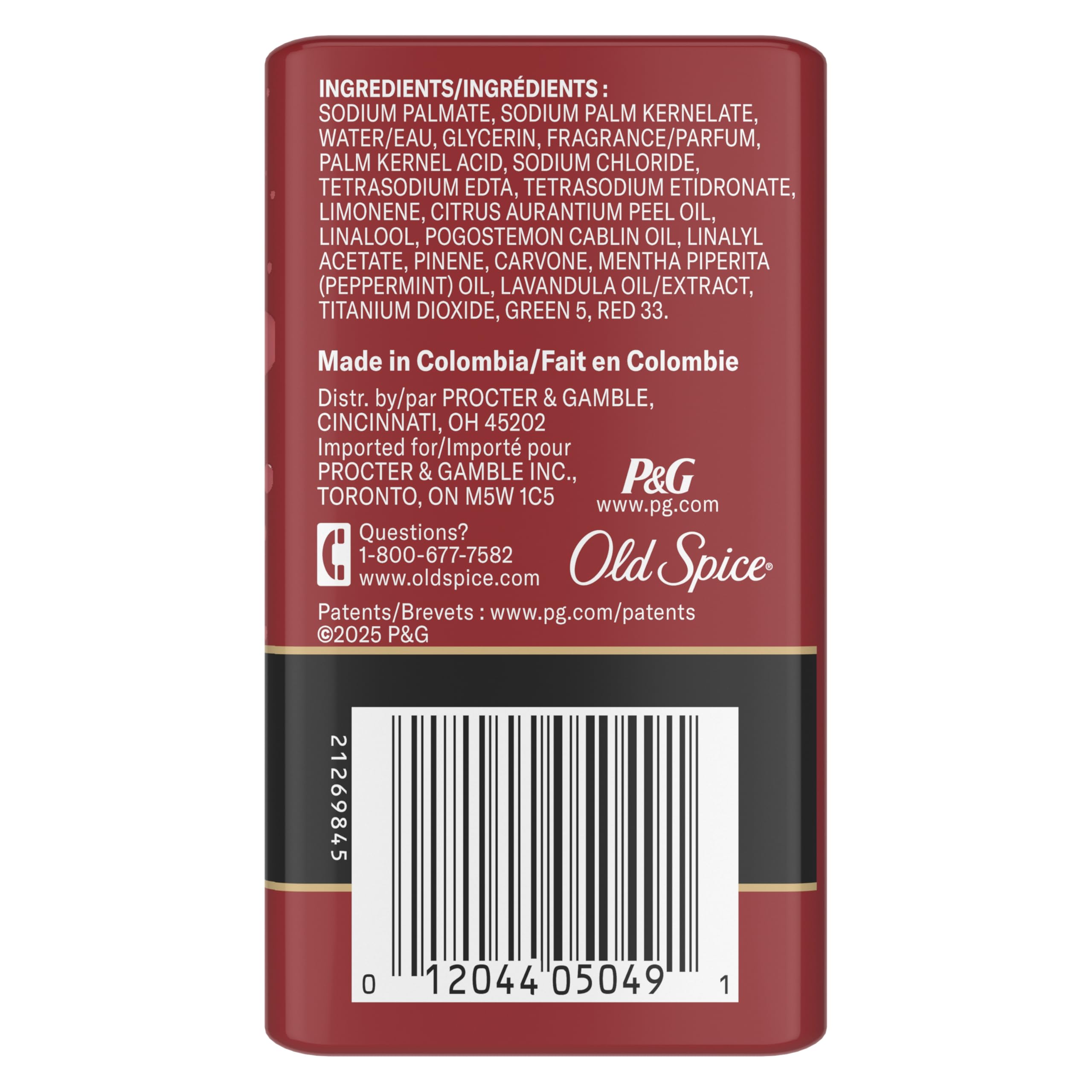 Apariencia robusta de la barra Old Spice para uso diario.