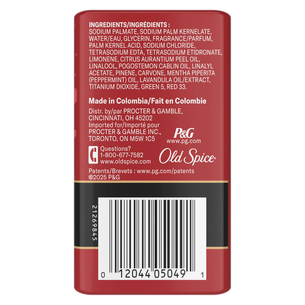 Apariencia robusta de la barra Old Spice para uso diario.