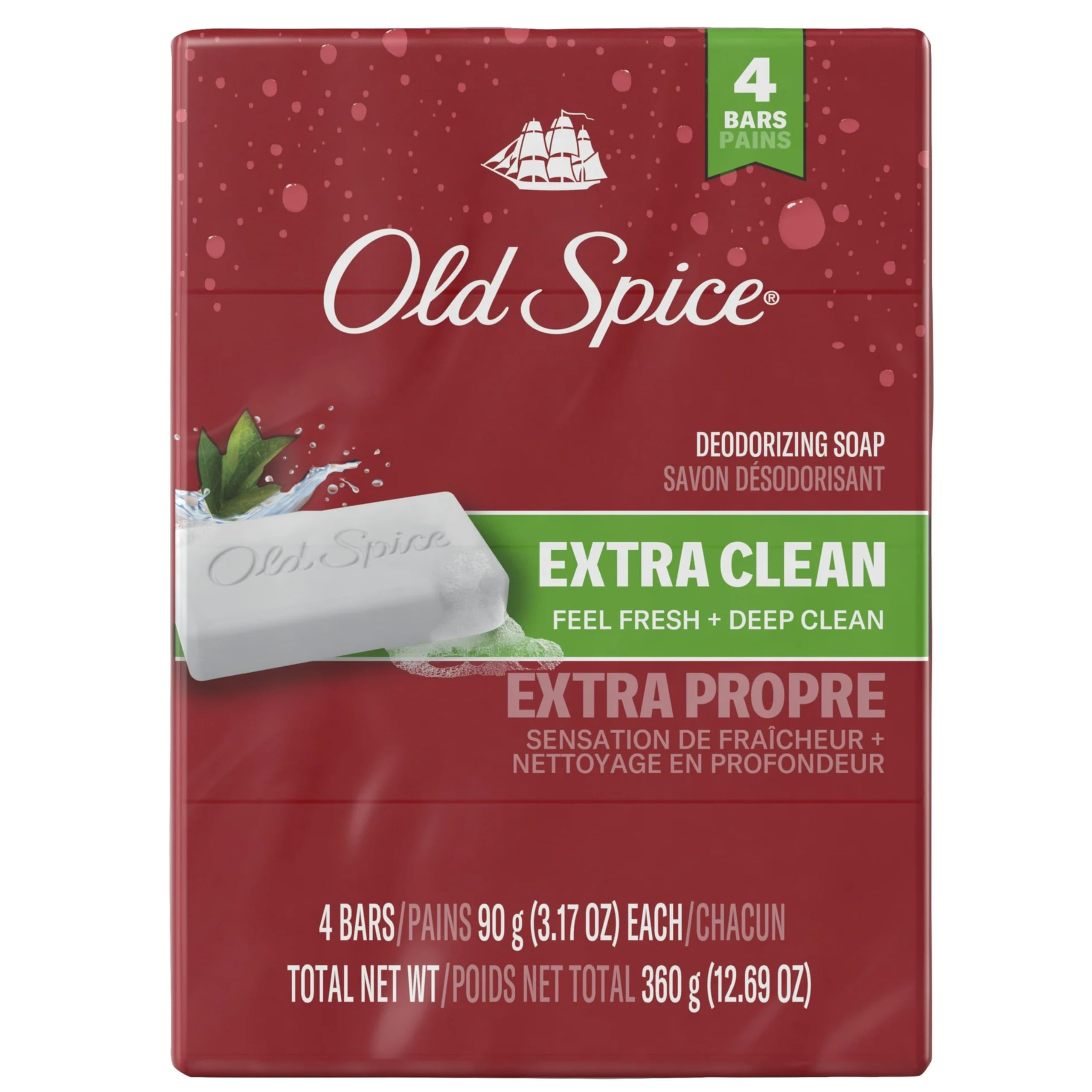 Old Spice Barra de Jabón para ducha, textura exfoliante suave y limpieza profunda.