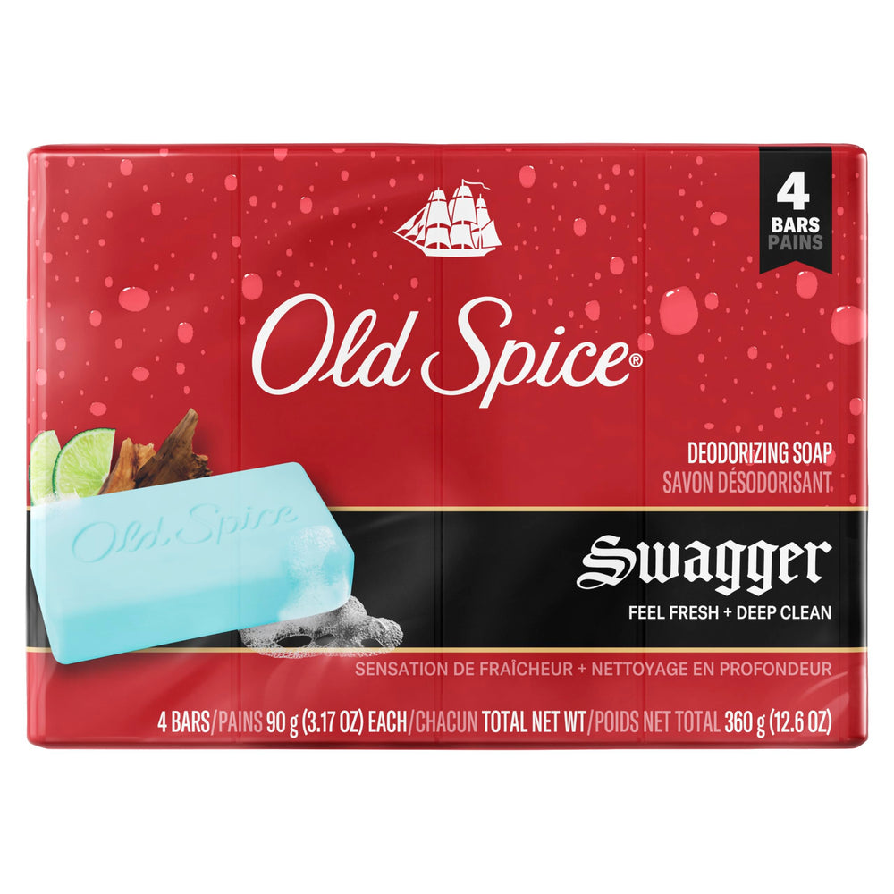 Barra Old Spice con fragancia Lima y Cedro para despertar la frescura diaria.