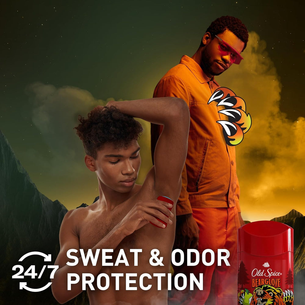 Old Spice Bearglove, imagen de empaque, diseño compacto para llevar.