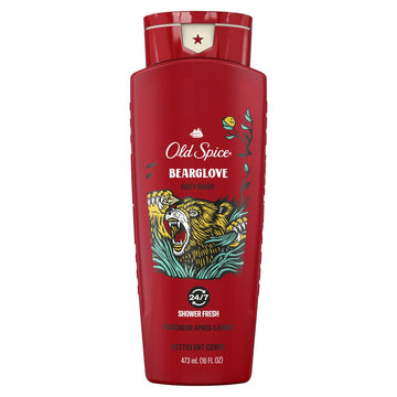 Old Spice Bearglove, botella de ducha roja para limpieza eficaz