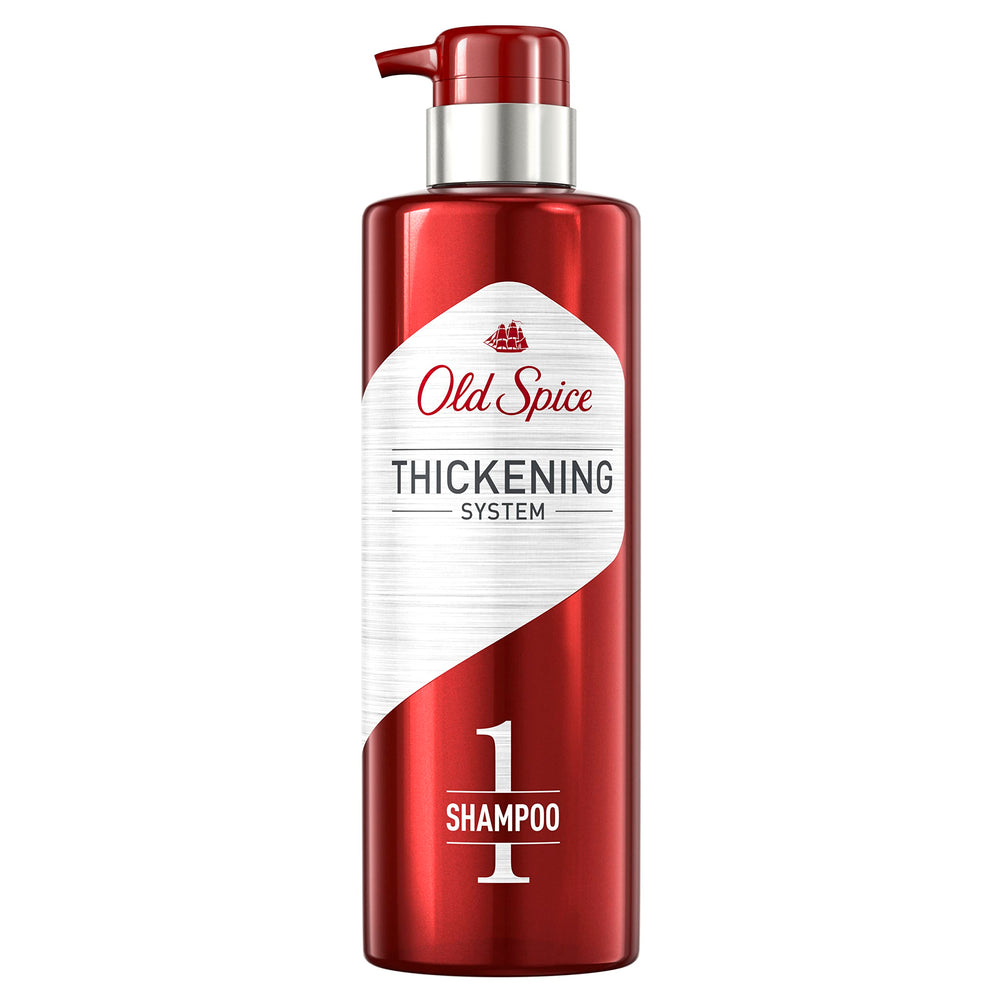 Champú Old Spice con biotina en botella para cabello más abundante.