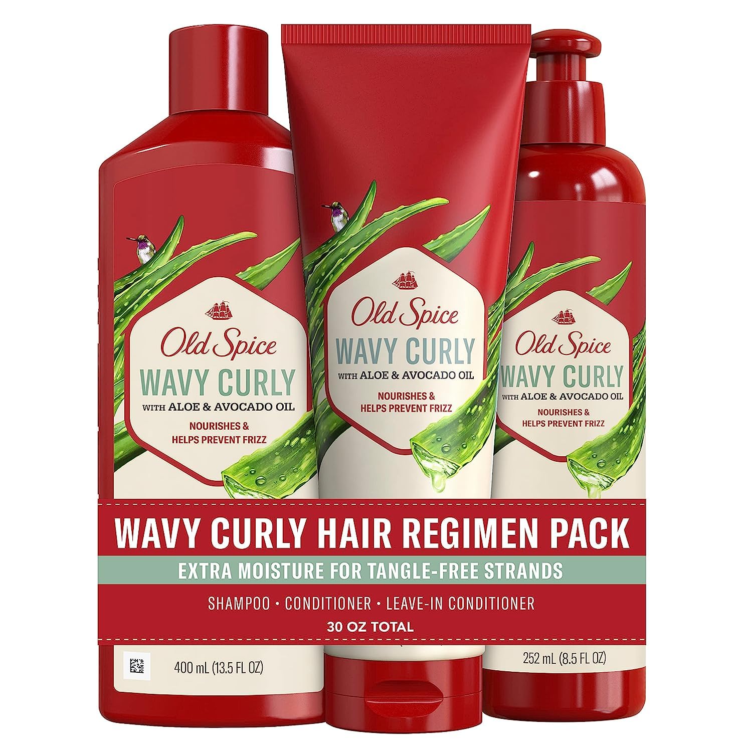 Old Spice champú botella para cabello limpio e hidratado con aloe y aceite de aguacate.