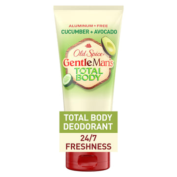 Old Spice crema desodorante para cuerpo, enfoque en empaque visible y uso total con frescura.