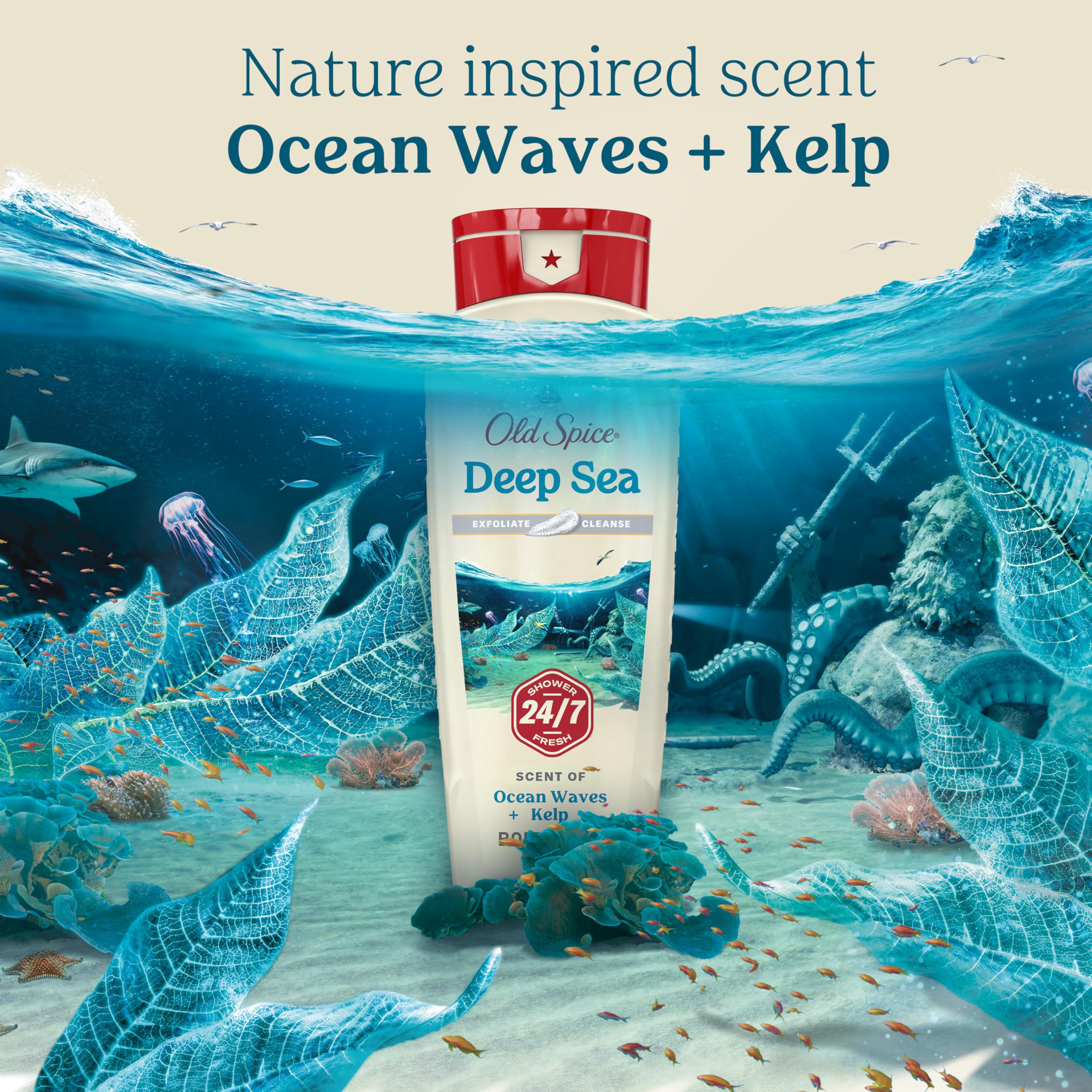 Old Spice gel de ducha cremoso, limpieza suave y brillo ligero
