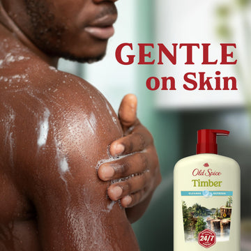 Cuidado suave de la piel con gel de ducha Old Spice.