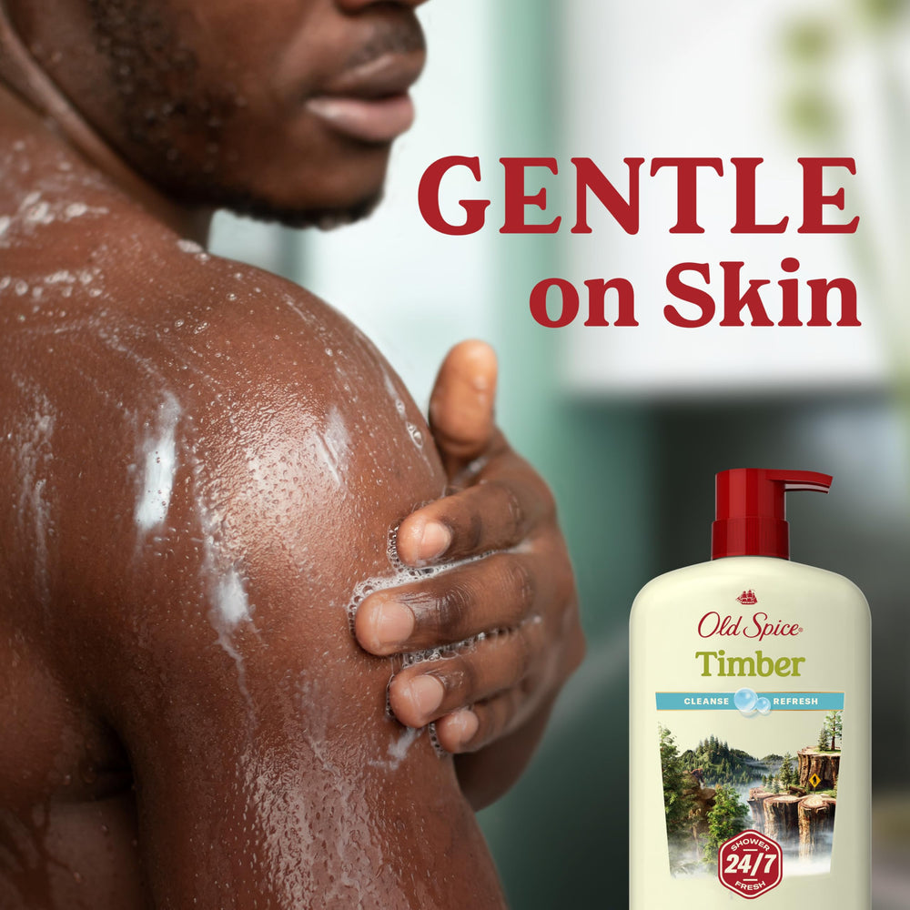Cuidado suave de la piel con gel de ducha Old Spice.