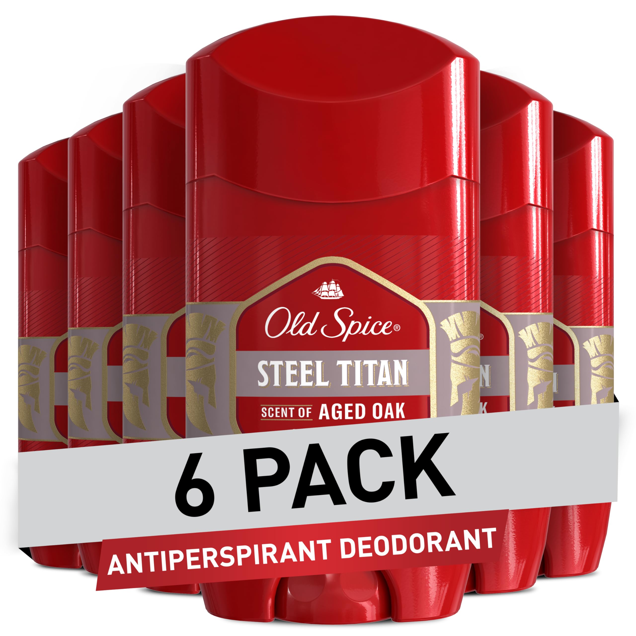 Old Spice desodorante antitranspirante acero titan, acabado sin manchas para uso diario.
