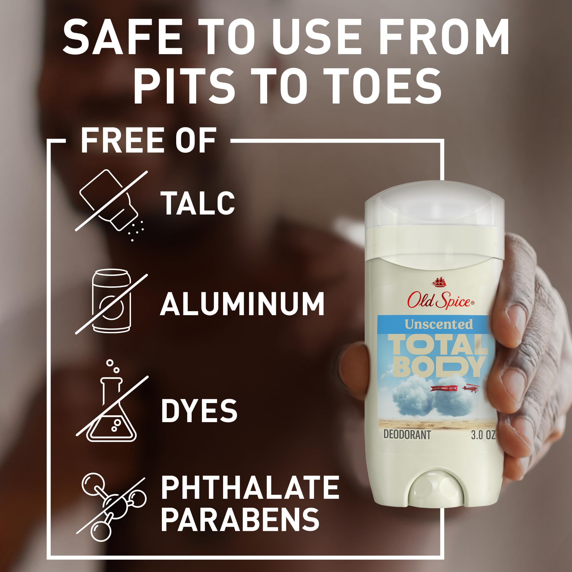 Old Spice desodorante total cuerpo para estómago, cobertura uniforme de piel.