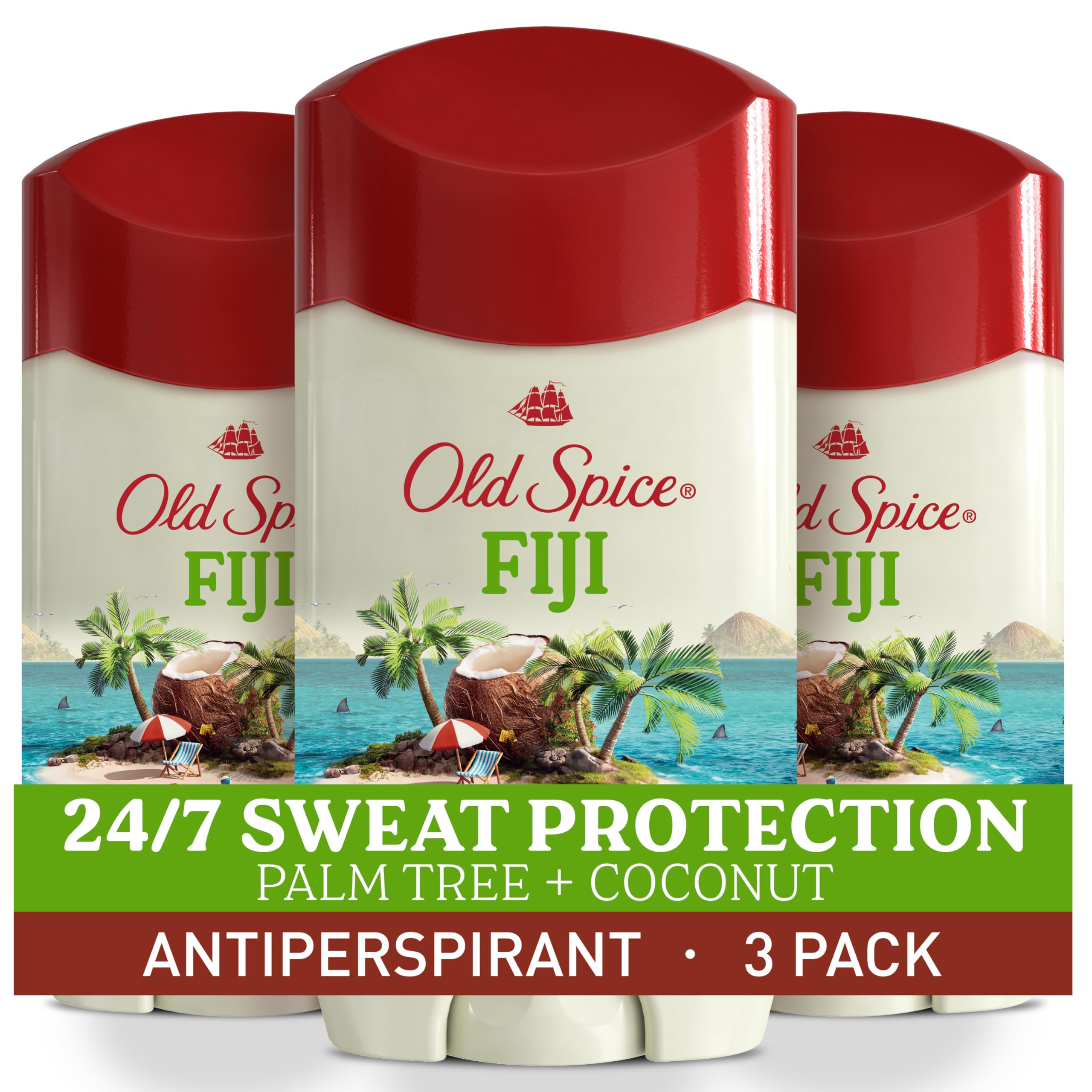 Old Spice Dry Feel desodorante barra para hombre Fiji palma coco, sensación fresca todo el día