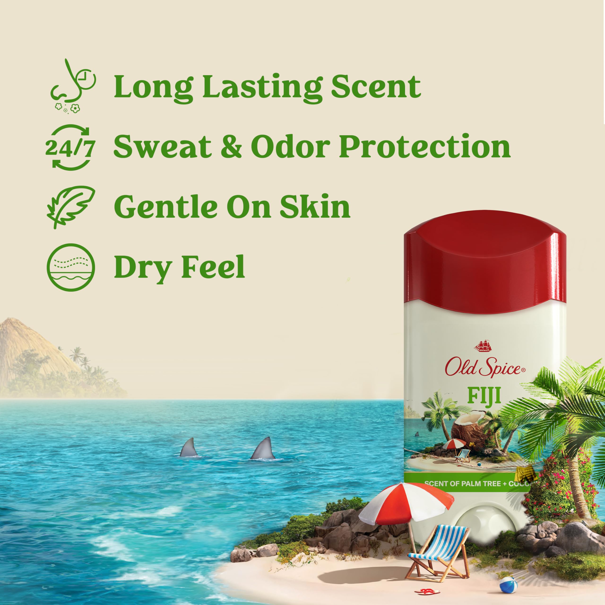 Pack de 3 Old Spice Dry Feel desodorante barra para hombre, protección continua