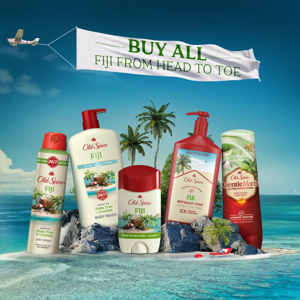 Aroma tropical de Old Spice Fiji Palmera Coco para el día a día.