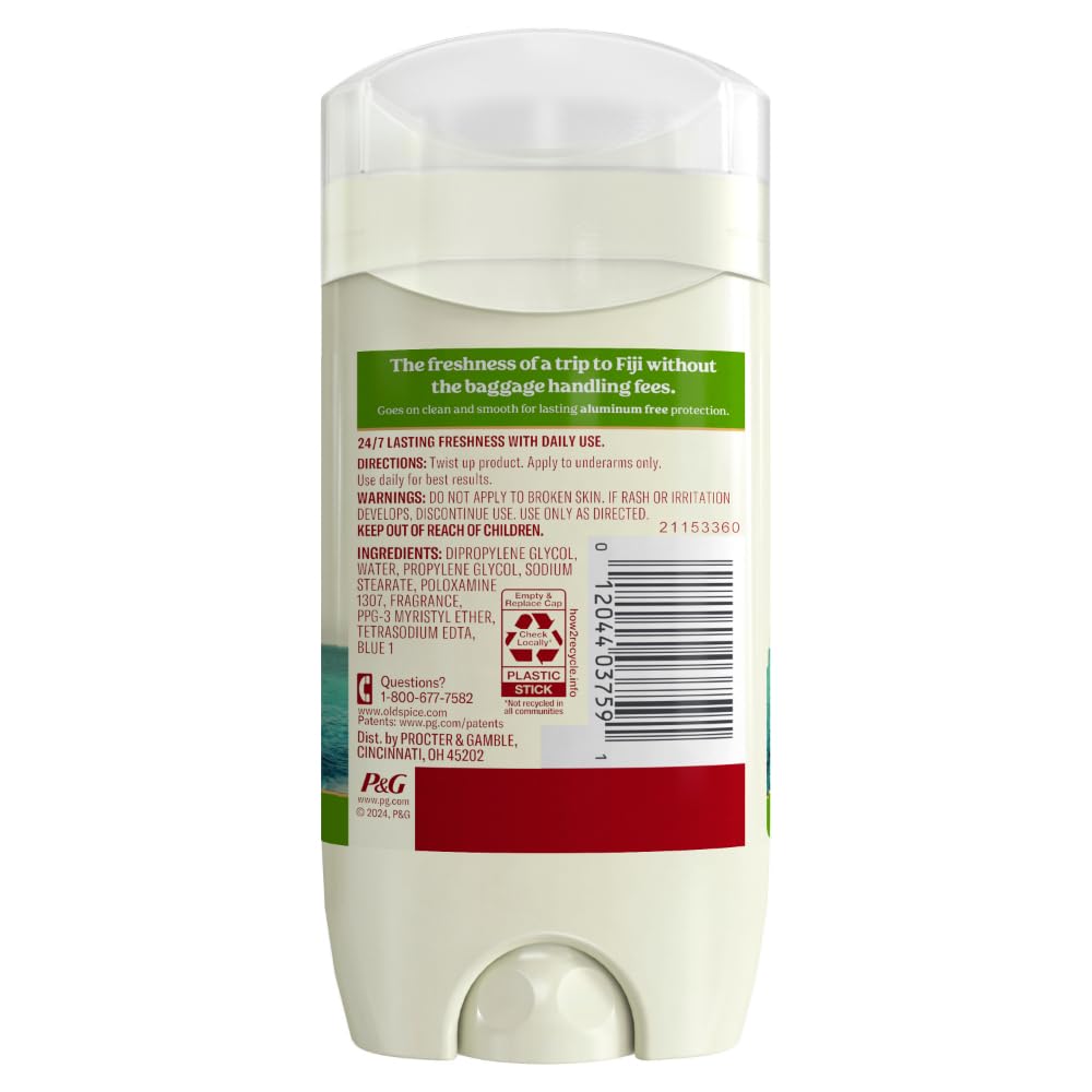 Frescura duradera de Old Spice Fiji Palmera Coco para todo el día.