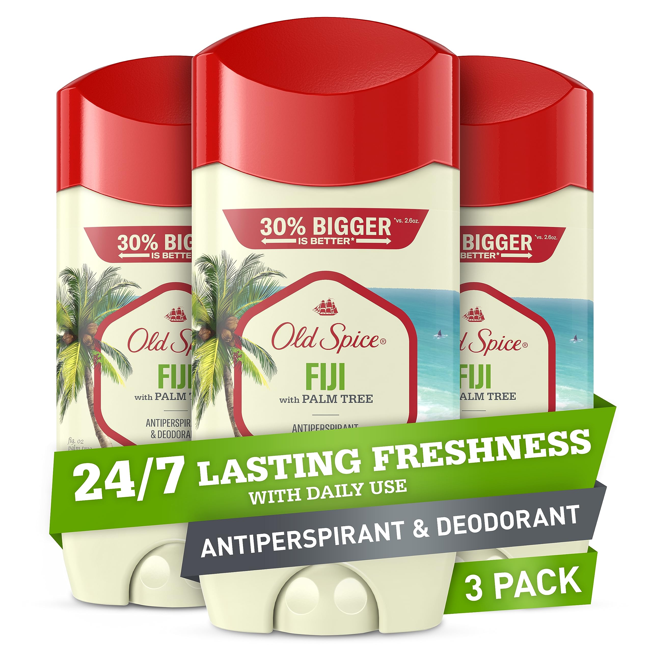 Old Spice Fiji Palmera desodorante frasco: aroma tropical para frescura diaria