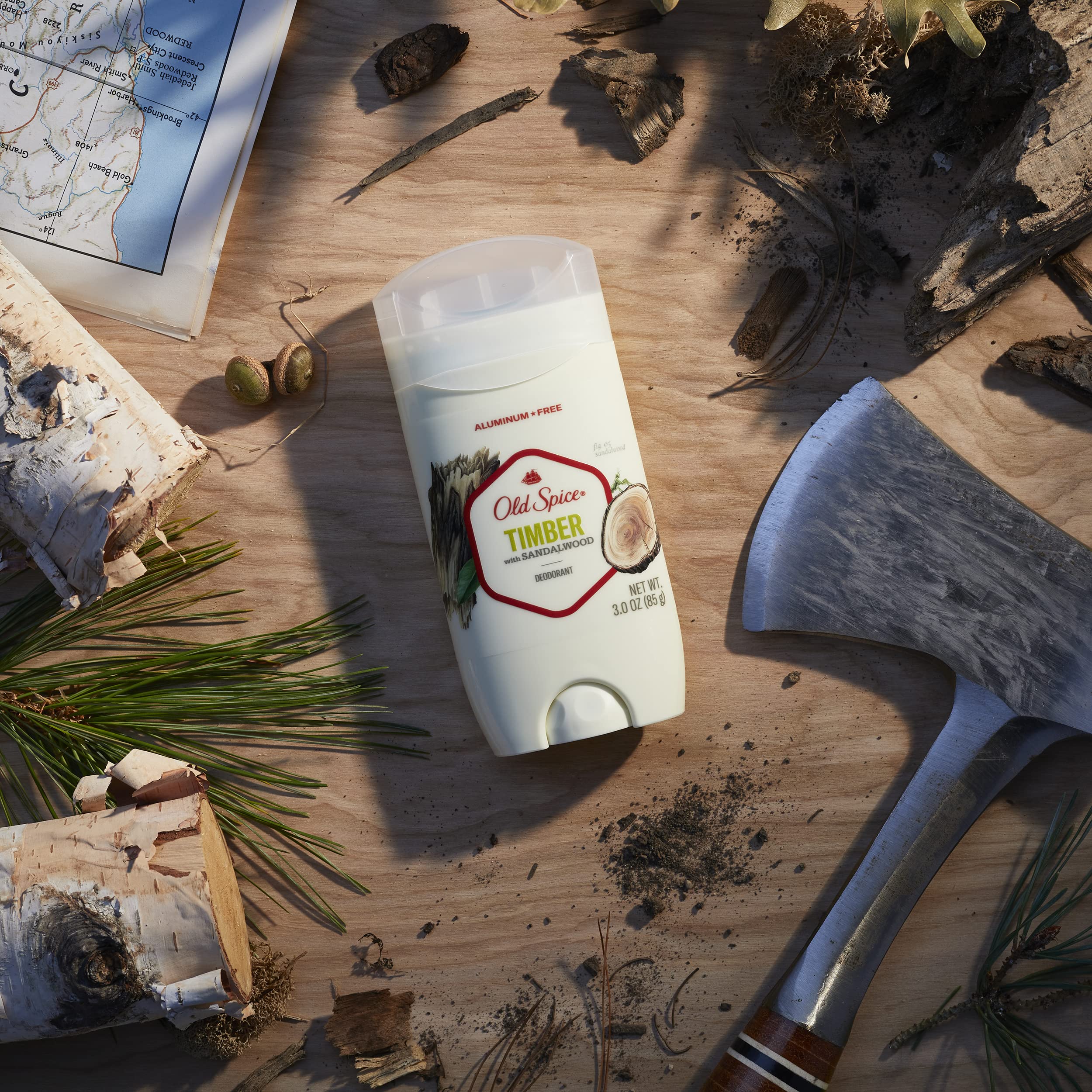 Aplicación en brazos con Old Spice Timber para cobertura rápida y efectiva.