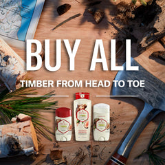 Empaque exterior de Timber Old Spice con diseño clásico y práctico.