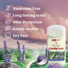 Etiqueta Lavender & Mint de Old Spice GentleMan's Blend perfuma todo el día.