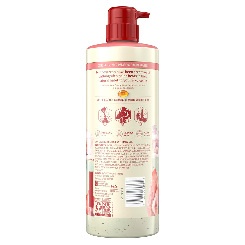 Old Spice GentleMan's gel de ducha etiqueta detallada de ingredientes y aroma